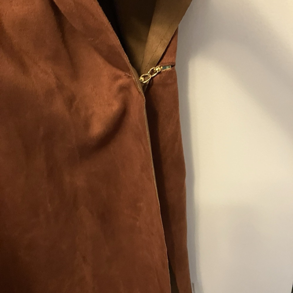Chico's One Size Brown Rust Poncho Jacket Coat  Faux Suede Open Front Women's - Picture 4 of 8